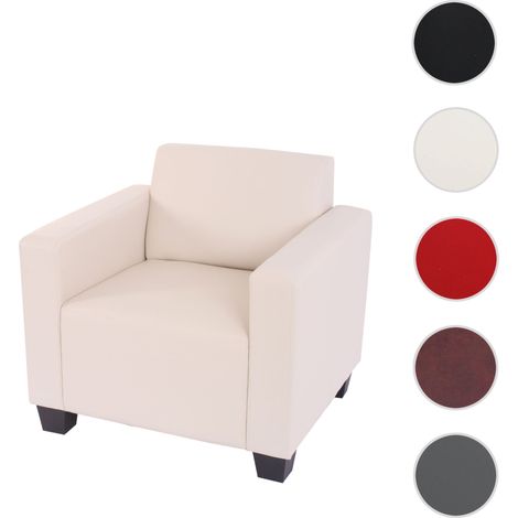 Fauteuil salon /club / lounge Lyon, simili-cuir, crème