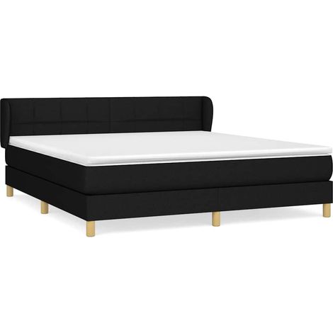 Maison Exclusive - Cama box spring con colchón tela negro 160x200 (1/5)