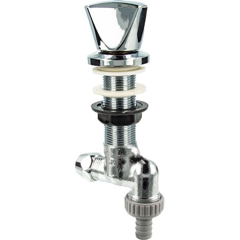 JS Waschgeräte-Untertischventil mit Rückflussverhinderer, 1/2 Zoll QV (10 mm) x 3/4 Abgang - verchromt poliert (1/5)