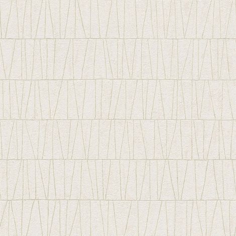 Papier peint intissé blanc métallique et or Tapisserie graphique à motifs pour bureau & couloir Papier peint moderne idéal salon & chambre (1/4)