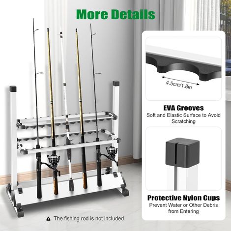Fishing Rod Rack, Aluminium Fishing Rod Rack, Indoor and Outdoor Dual Purpose Fishings RodRack, Accommodates up to 24 Rods, Suitable for a Variety of Settings 733272cm (1/5)