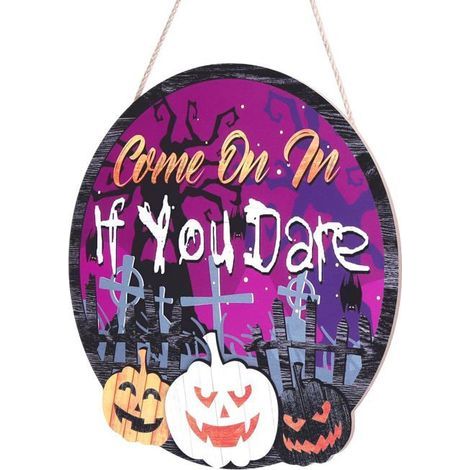 Plaque de porte en bois d'Halloween,panneau rond de citrouille effrayante d'Halloween,décoration de porte d'entrée,panneau porte (1/5)