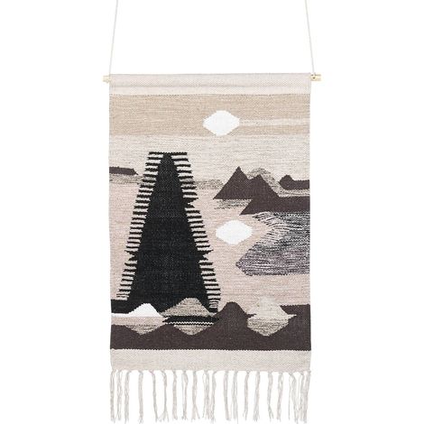 Decorazione da parete cotone nero e beige 50 x 84 cm stile boho SANGAR