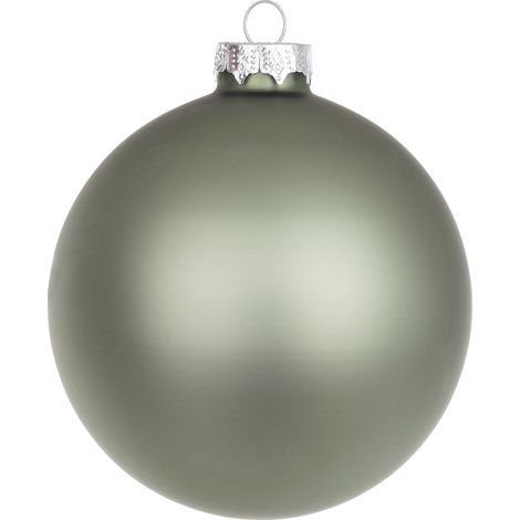 Palline per albero di Natale in vetro decorate color Verde Cinabro Opaco -4 sfere da 10 cm