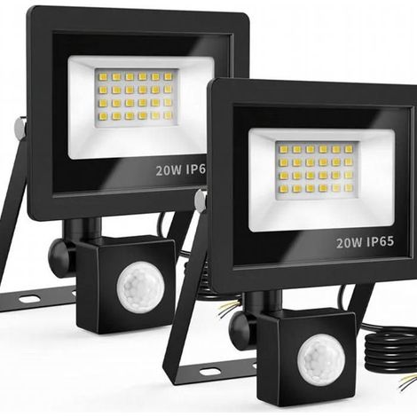 Projecteur LED détecteur de mouvement - Mis à Jour 2023 - 20W - IP65 - Paquet de 2