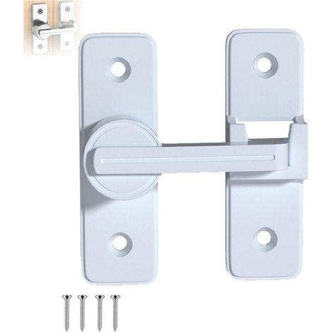 Verrou Serrure de Fermeture Porte Interieure Coulissante, 180° Loquet de Crochet a Porte Bascule, Verrou porte interieure,Blanc (1/5)