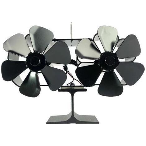 Ventilateur de poêle alimenté par la Chaleur à 12 pales, Ventilateur de cheminée à Double tête, brûleur à Bois, Ventilateur de Chaleur écologique Silencieux, distribution de Chaleur Efficace pour la (1/5)