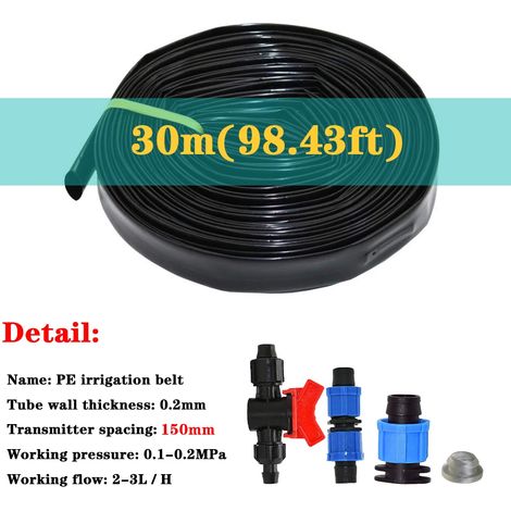 (Espacement 150 mm, longueur 30 m - 5/8 po) Ruban d'irrigation goutte à goutte de 16 mm d'épaisseur et 0,2 mm d'espacement, pour serre, exploitation agricole, tuyau d'arrosage poreux, ruban de réparat (1/5)