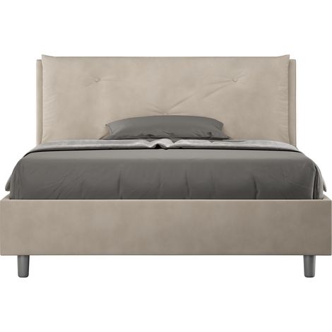 Letto Matrimoniale Francese 140x200 cm Senza Rete Imbottito in Microfibra Appia Large Sabbia (1/5)