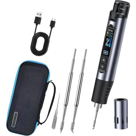 Rechargeable Cordless Soldering Iron Kit with 5 Temperature Controlled Speeds 7S Preset 250℃-450℃ Battery 2600mAh with 3 Soldering Tips for DIY Projects (1/5)