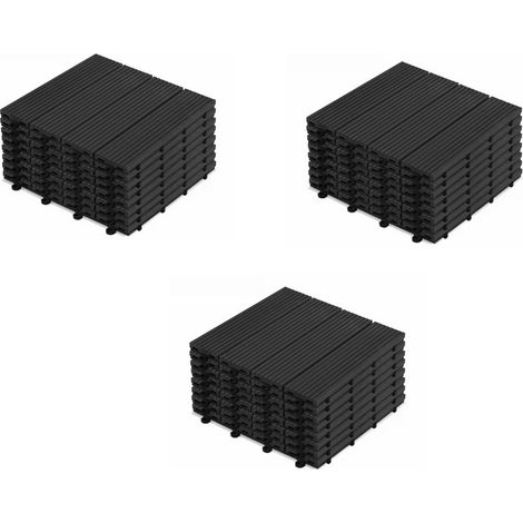 Dalles de terrasse en bois composite WPC 30 x 30 cm Dalles clipsables jardin extérieur Noire x30 (1/4)