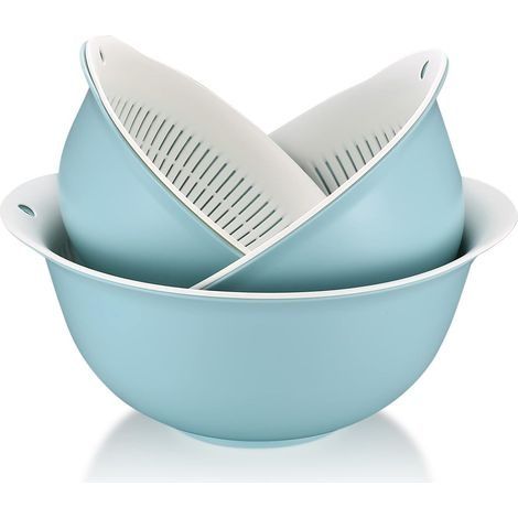 Passoire de Cuisine Plastique, 3 Pièces 2 en 1 Panier de Vidange, Passoire Panier pour Égoutter Légumes Fruits Légumes Laver (1/4)