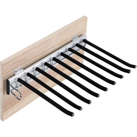 Hosenständer aus Edelstahl, erweiterbarer Hosenständer für den Kleiderschrank, Hosenbügel mit rutschfester Beflockung, ausziehbarer Hosenständer, 9 Positionen links, platzsparende Aufbewahrung-links F (1/4)
