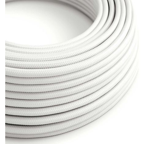 Creative-Cables, Cavo elettrico per esterno, 1 m, Bianco SM01, Rotondo, effetto seta, UV resistente