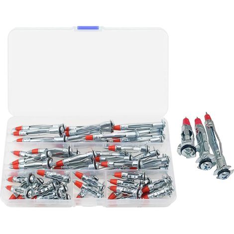 Vis d'expansion métallique, vis d'expansion des cloisons sèches - Vis de cloison sèche 52x 52x  Accessoires d'outils de rénovation, Assortiment de noix autodéclissantes en acier en carbone pour l'amé (1/5)