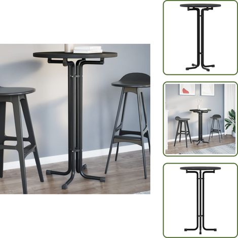 The Living Store Table à manger noir Ø70x110 cm bois d'ingénierie et acier - Table À Manger - Table Ronde - Table Extensible - Cuisine - Salon (1/5)