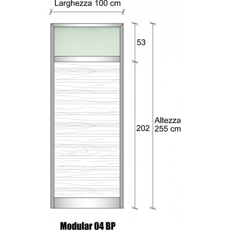 Modulo Continuativo Parete Divisoria in Alluminio e Vetro Satinato e Perline 1 Traversa Alta - H2550xL1000 mm - Colore Grigio Mix ITALFROM (1/3)