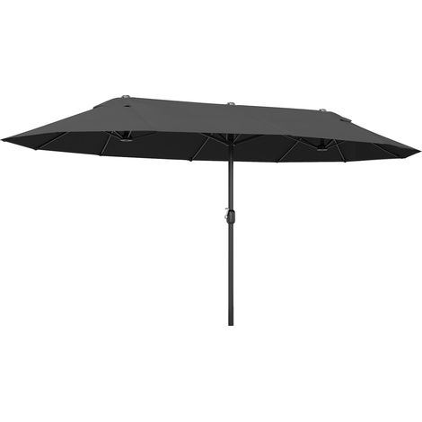 Großer XXL-Gartenschirm, Kurbel zum Öffnen und Schließen, Stahlkonstruktion und hochdichtes schwarzes Polyester, ideal für Terrasse und Außenbereich.