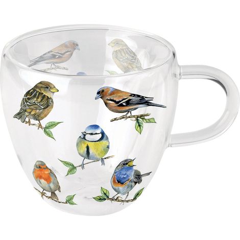 Tasse à thé en verre double paroi 200 ml - oiseaux (1/2)