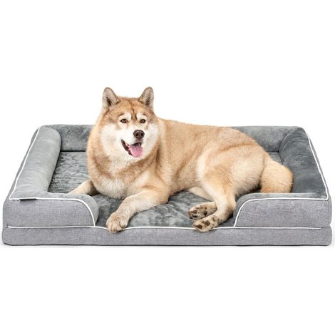 lionto orthopädisches Hundebett mit erhöhtem Rand, rutschfest, 122x89x10 cm (1/5)