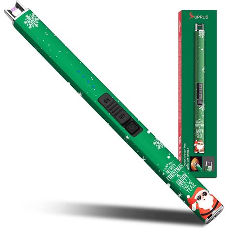 Briquet électrique à Arc, Coupe-Vent, sans Flamme, USB, Rechargeable, avec Serrure de sécurité, pour Bougie, Barbecue, Camping, Vert (1/5)