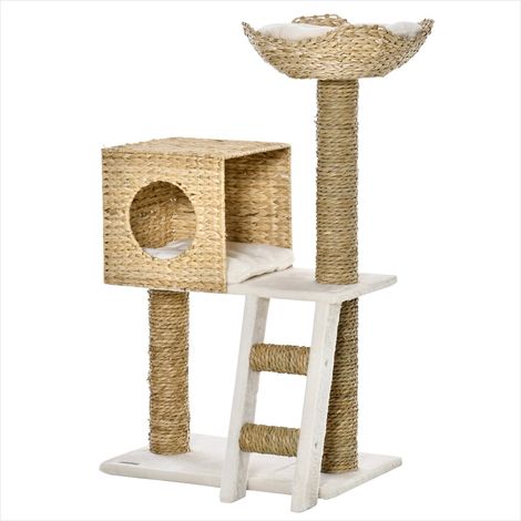 Arbre à chat griffoir avec échelle lit et niche 100 cm (1/5)
