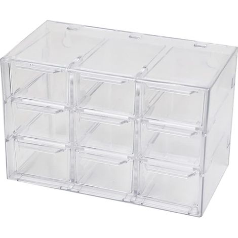 Mini-Schubladenorganizer mit transparenten Fächern zur Aufbewahrung von Kleinteilen, Schmuck, Perlen, Werkzeugen und Kosmetika (9 Schubladen)