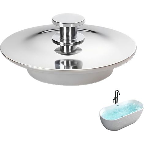 Universal Bath Plug and Sink Stopper, 40-45mm Stainless Steel Bathtub Drain Plug, Kitchen & Bathroom Sink Stopper Replacement with Rubber Seal, Leak-Proof for UK Households, Silver (1/5)