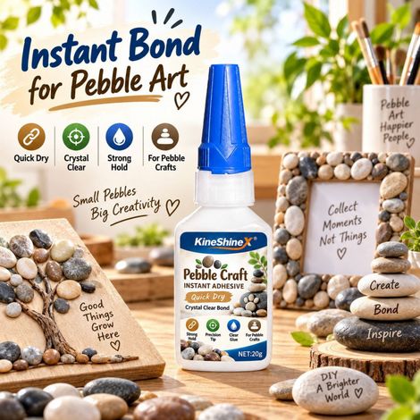 KineShineX Pebble Craft Sofortkleber, transparent, schnelltrocknend, starker Kleber für Stein-DIY (1/5)