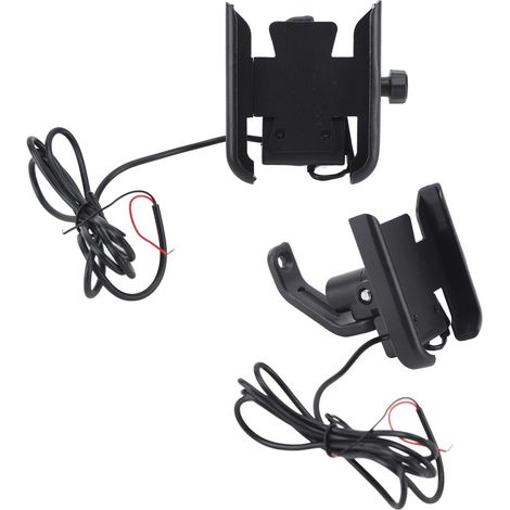 Schwarzer wiederaufladbarer Handyhalter für Motorrad, Roller, Quad und Dreirad, 360° drehbar, kompatibel mit Handys von 4 bis 6,5 Zoll (DC12V). (1/5)