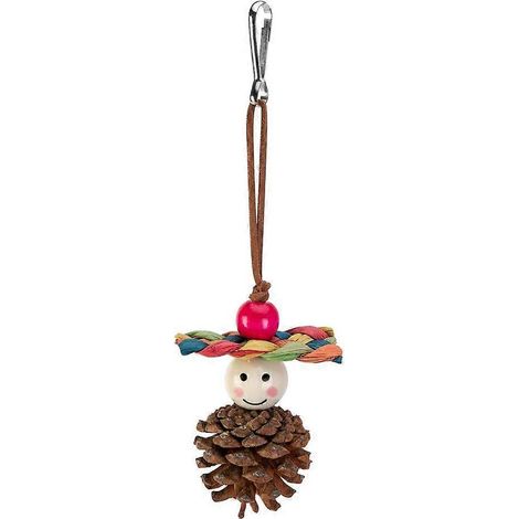 Jouet à mâcher pour perroquets : bloc de bois naturel en forme de pomme de pin. (1/5)