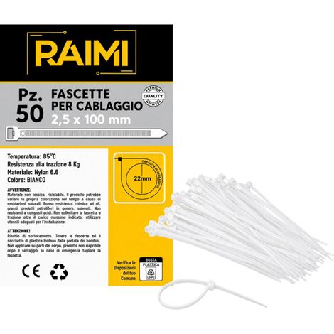 EcoPrice Fascette Cablaggio 2.5x100mm 50pz Nero RM-FC2510N