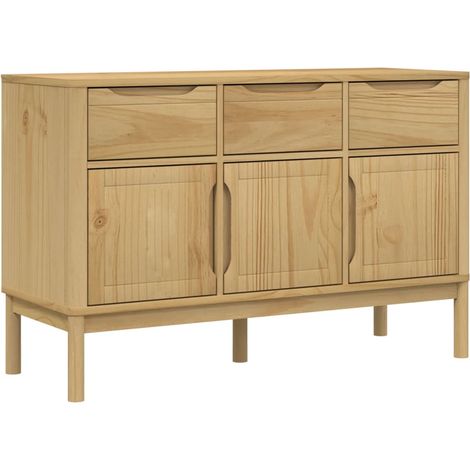 Buffet credenza cassettiera armadio mobile contenitore organizer cucina soggiorno salotto finitura a cera 114 x 43 x 74 cm legno di pino massello marrone 020031758