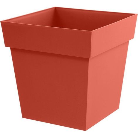 Pot de fleur carré EDA Toscane 49,5 x H.52,5 cm - Orange terre battue 87 L (1/3)