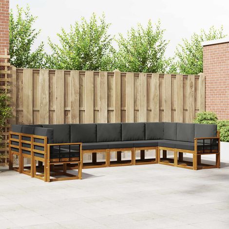 vidaXL Outdoor-Sofagarnitur mit Kissen 10 pcs Natur und Anthrazit (1/5)