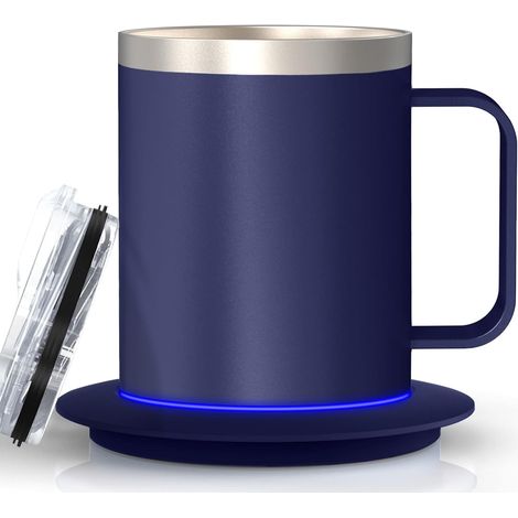 Mug chauffant auto-chauffant pour bureau, avec arrêt automatique après 10 heures, alimenté par USB (350 ml - bleu roi) (1/5)