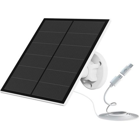 Panel solar de 5 W para cámara de seguridad exterior recargable con Micro USB y USB-C. (1/5)