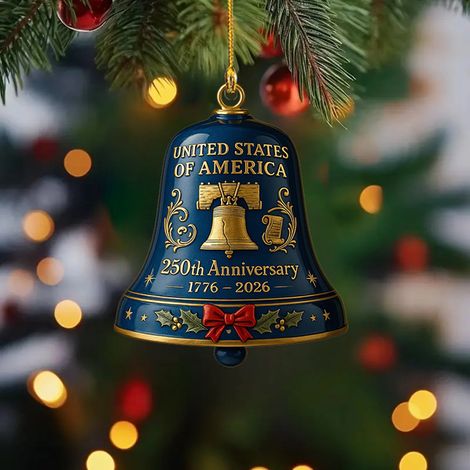 Cloche Commemorative - Cloche En Acrylique Pour Arbre De Noel - 8 X 8 Cm - Pour Le 250E Anniversaire Des Etats-Unis - 1 Piece (1/3)