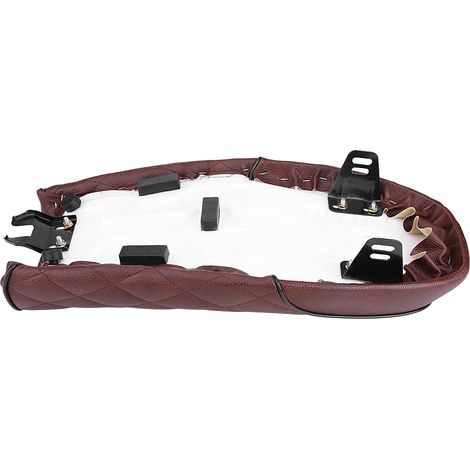 Selle de moto vintage café racer en cuir PU marron, coussin plat rembourré pour Honda CG125 GN, siège classique brun (1/5)