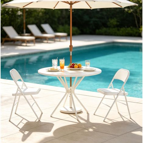 Set di 2 sedie da pranzo pieghevoli 45x46x78 cm in acciaio bianco salvaspazio - CHICFURN (1/5)