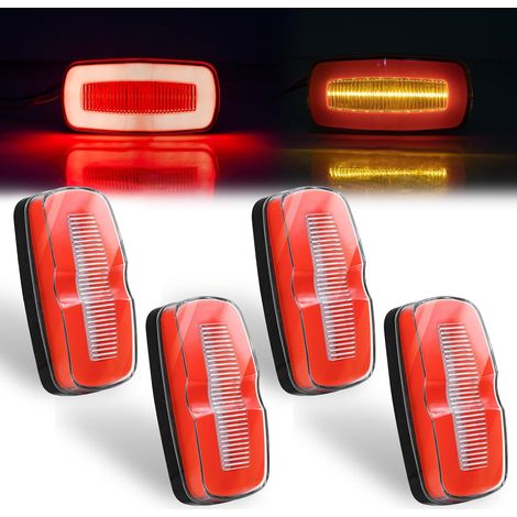 4PCS Feux de Gabarit Rouge, Feux Gabarit LED 24V Dynamique Feu de Gabarit Remorque pour Remorque Camion RV Caravan Bus Bateaux (1/5)