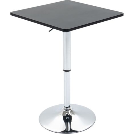 Height Adjustable Swivel Bar Table with Electroplated Metal Base for Kitchen and Pub Use-Modern Black and Silver Design for Living Room and Restaurant
