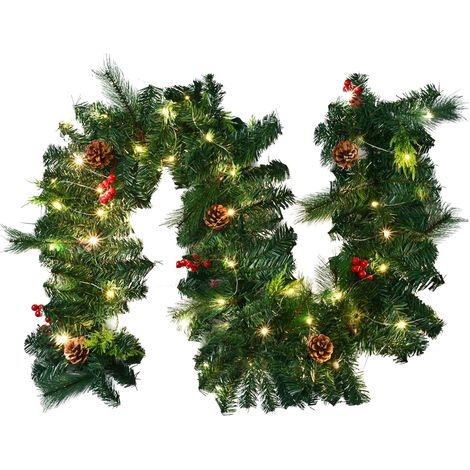 Guirnalda De Árbol Artificial MINKUROW, Guirnalda De Navidad Con Led De Piña Roja Para Escaleras De Navidad Y Decoraciones De Chimenea, 1 Uds. (1/4)