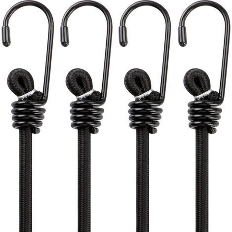 (4er-Set) Hochwertige elastische Kordelhaken mit extra starken schwarzen elastischen Kordelschlaufen, geeignet für den Außenbereich (1/5)