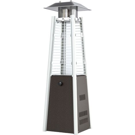 Chauffage portable au butane 3000 W avec température réglable, système anti-basculement et allumage par pression, argent et bronze