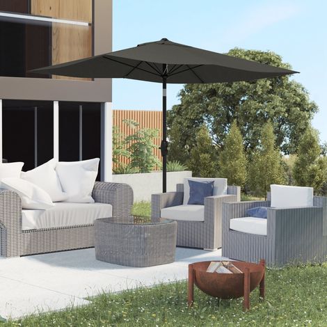 Parasol rectangulaire inclinable 2x3 m avec manivelle toile polyester imperméabilisée haute densité 180g/m² gris foncé (1/5)