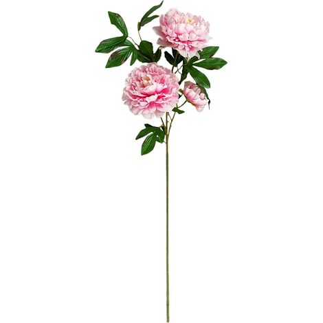 Fleur de pivoine artificielle en soie, fausse branche, tige pour mariage, fiançailles, décorations de salle à manger, rose clair (1/5)