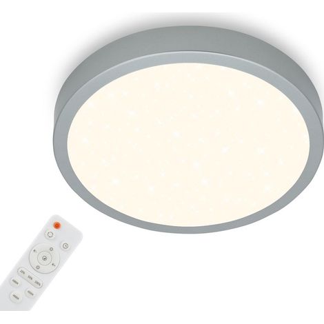 Briloner Leuchten Deckenlampe Sternenhimmel, Deckenleuchte Dimmbar, Farbtemperatur einstellbar, Aufbaulampe, Fernbedienung, Silberfarbig, Ø380x50 mm