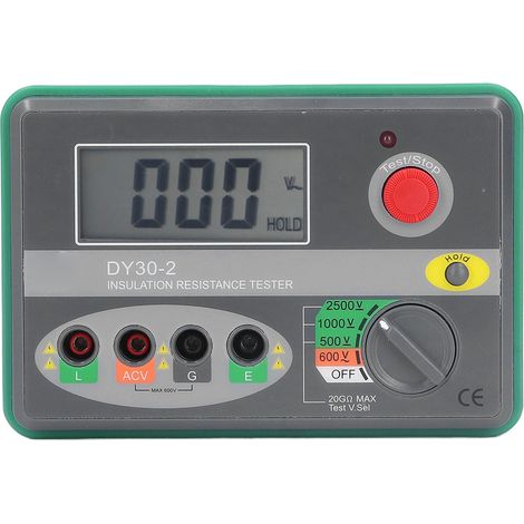 Testeur de résistance d'isolement 500 1000 2500 V 20 GΩ, écran LCD, sélection automatique de la gamme, mégohmmètre numérique pour appareils électriques (1/5)