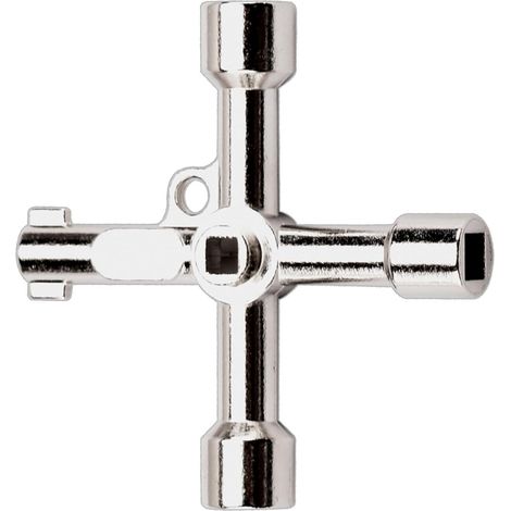 Chiave multifunzione 4 in 1 a quattro vie  Chiave universale a forma di croce triangolare per armadi elettrici  Per ascensori, armadi elettrici, valvole  Colore argento